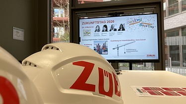 A ZÜBLIN helmet, with a presentation in the background