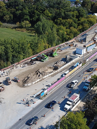 Drone image of the ‘ATC2 – Eglinton Crosstown West Extension’ construction site